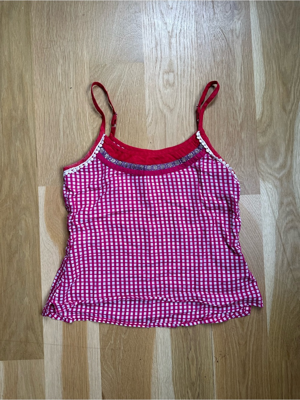 Sleeveless Pink Checkered Cami Top